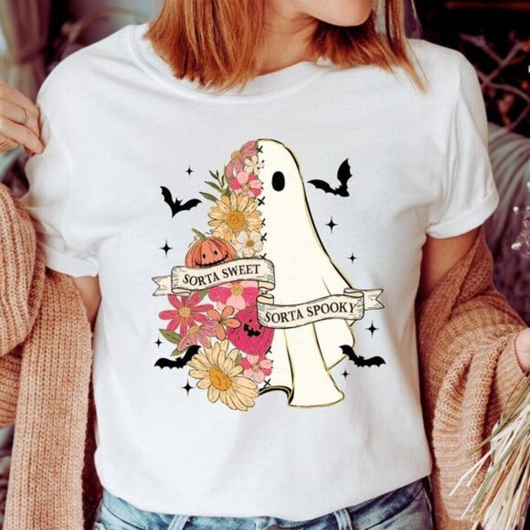 Sorta Sweet Sorta Spooky Ghost T-Shirt - Picture 1 of 4